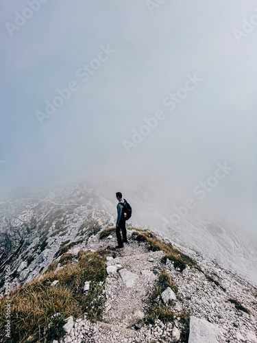 Hiker on the top of mountain