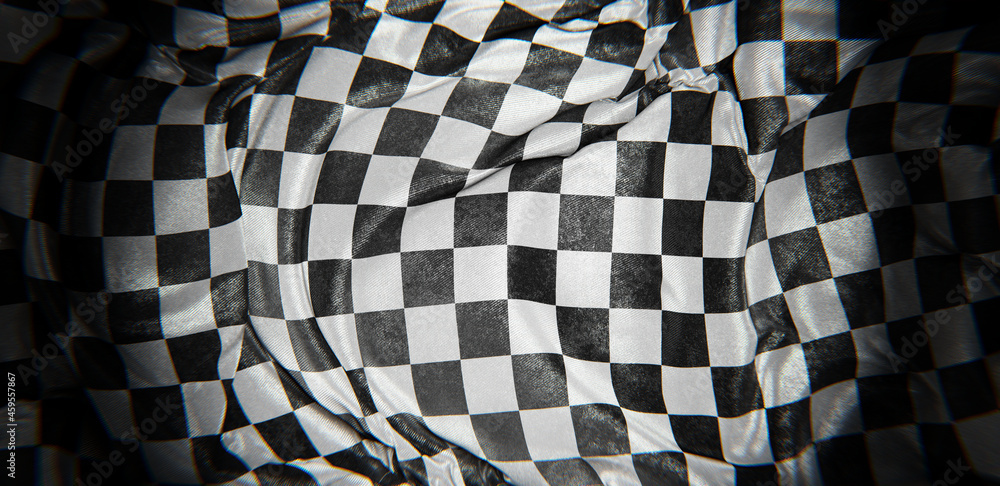 Fototapeta premium Realistic 3D illustration of the grungy checkered race flag rendered as background