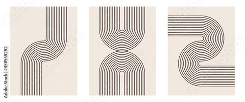 Mid century modern minimalist art print with organic geometric shape.