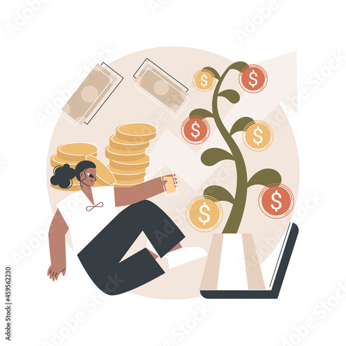 Passive income abstract concept vector illustration. Rental activity income, upfront investment, accelerate your financial goals, savings accounts, pay off debt, cash flow abstract metaphor.