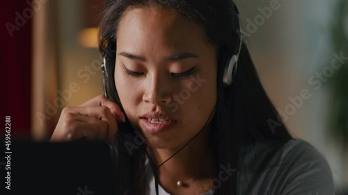 Asian freelancer making video call