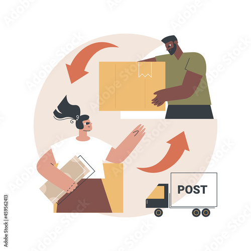 Cash on delivery abstract concept vector illustration. COD services, collect on demand, sale goods by mail order, full payment in cash, return to retailer, post office delivery abstract metaphor.