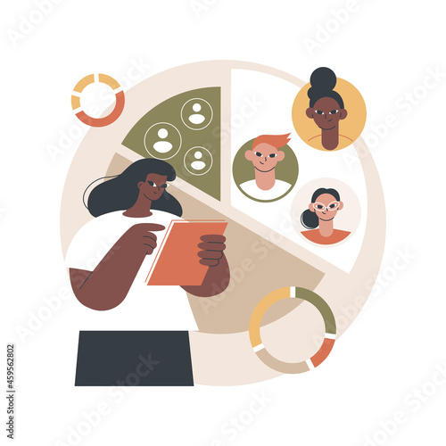 Audience segmentation abstract concept vector illustration. Customer segmentation, digital marketing tool, target audience collection, targeted message, digital ad campaign abstract metaphor.