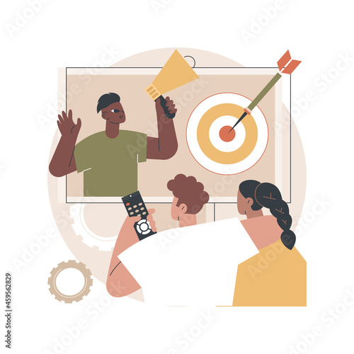 Addressable TV advertising abstract concept vector illustration. TV ad campaign, new advertising technology, addressable television, target marketing, audience relevant message abstract metaphor.