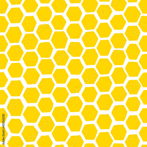 Colorful pattern yellow honeycomb in trendy style on white background. Simple design template. Flat vector. Graphic modern repeat ornamet wallpaper texture.
