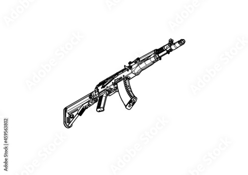 Rifle Illustration  AK 47 Kalashnikov -                                          