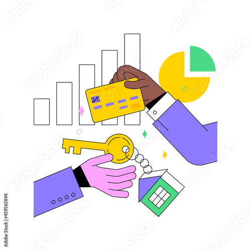 Property market abstract concept vector illustration. Housing market, supply and demand for houses, real estate agent, buying property, growth chart, apartment price, for sale abstract metaphor.