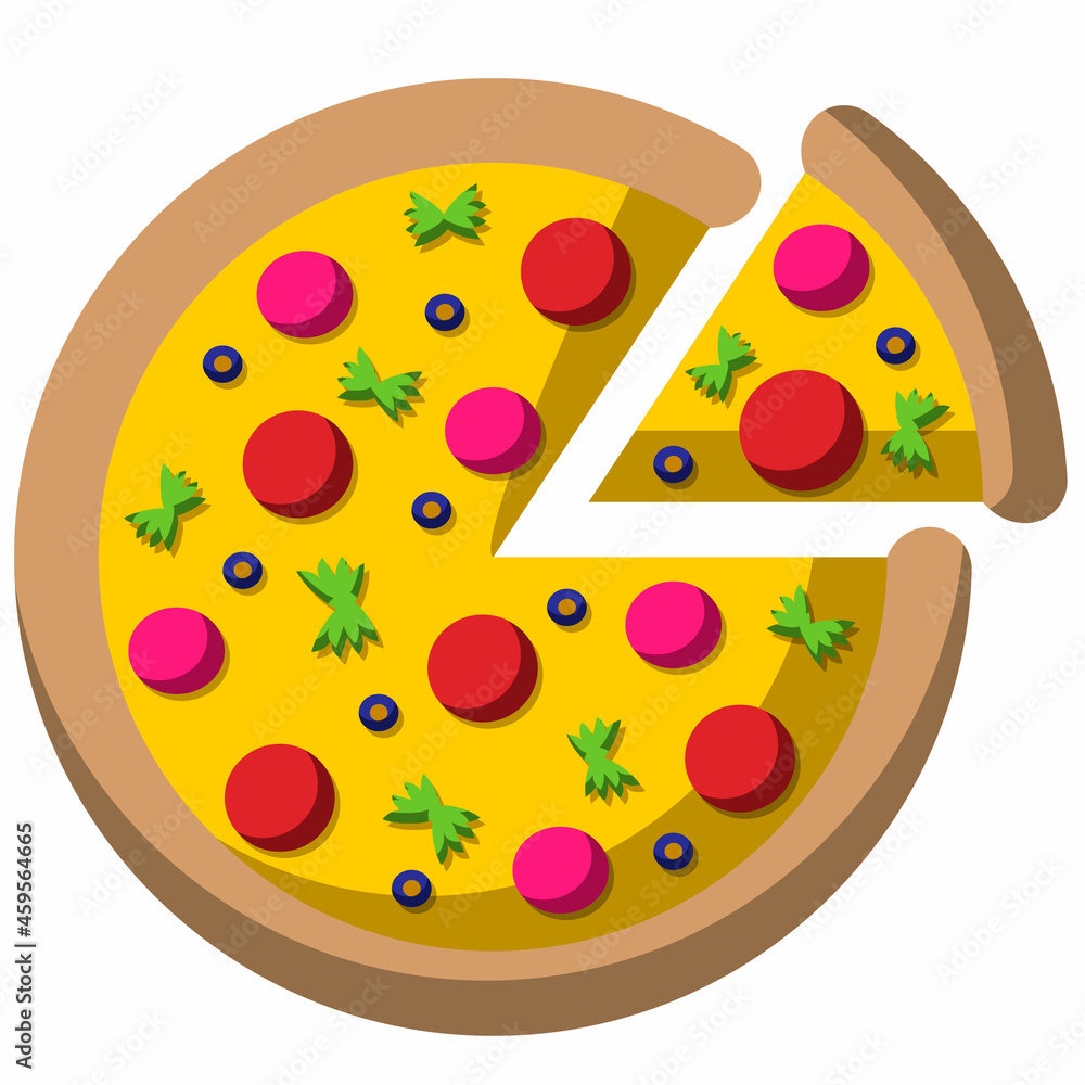 Single element food Pizza. Draw illustration in color Single element food Pizza. Draw illustration in color