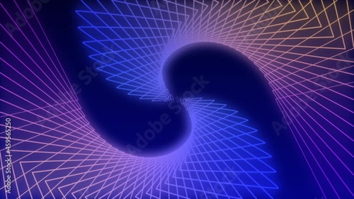The rotation and whirling of purple and blue luminous triangles form a dynamic background for the project. The 3D Background Is A Seamless Loop Of Endless Movement. High quality 4k footage
