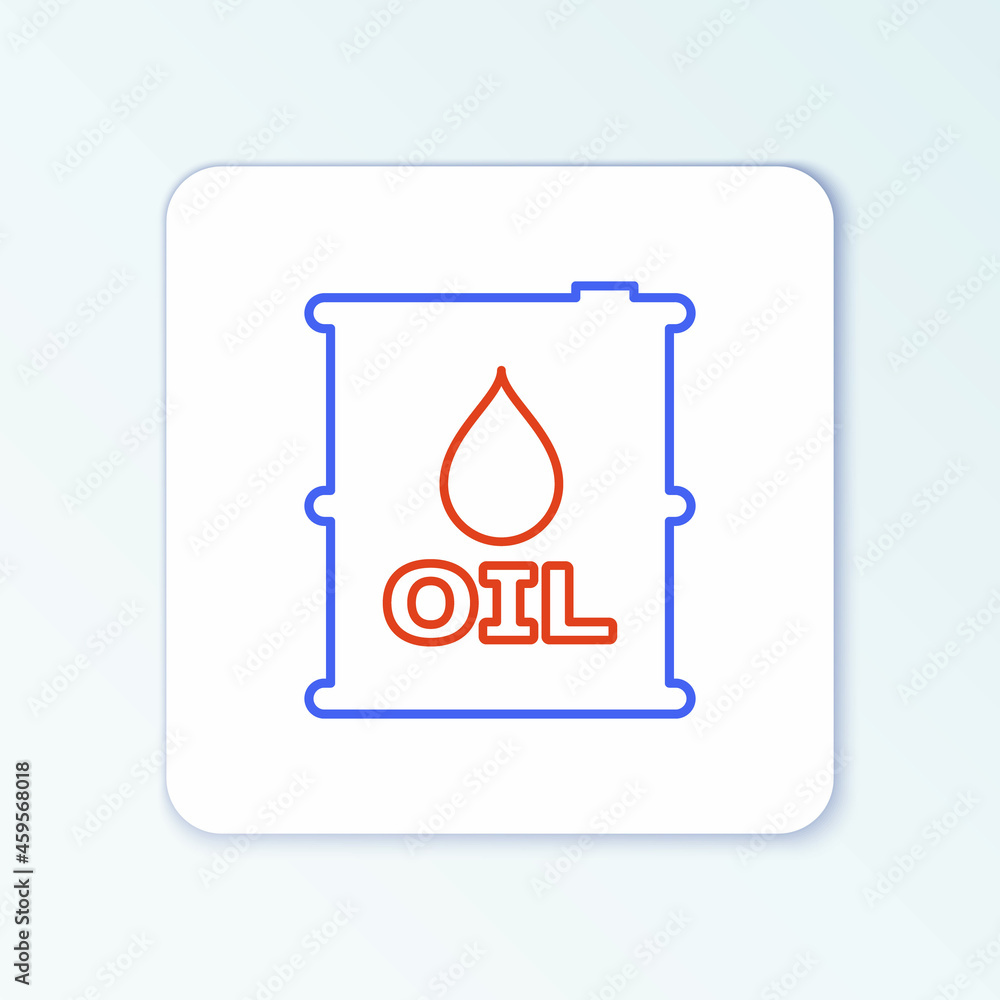 Obraz premium Line Oil barrel icon isolated on white background. Oil drum container. For infographics, fuel, industry, power, ecology. Colorful outline concept. Vector