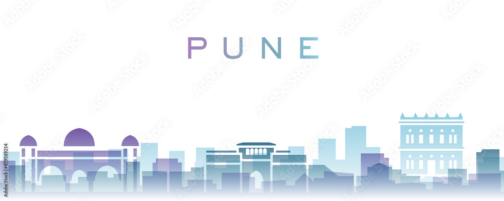 Pune Transparent Layers Gradient Landmarks Skyline