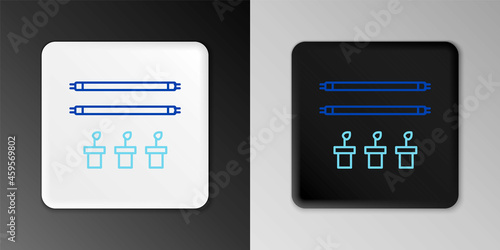 Line Smart farm with light bulb and plant symbol icon isolated on grey background. Colorful outline concept. Vector
