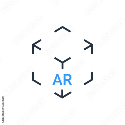 AR reality symbol vector icon. Virtual augmented reality cube screen 3d logo