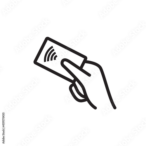 Contactless payment icon. Rfid wifi nfc payment vector symbol. Line cahless pay icon