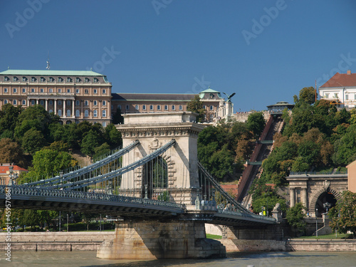 Chain Bridge and Buda Castle in Budapest, Hungary.