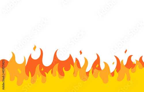 Fire flame vector pattern line frame. Fire flat simple border design background illustration