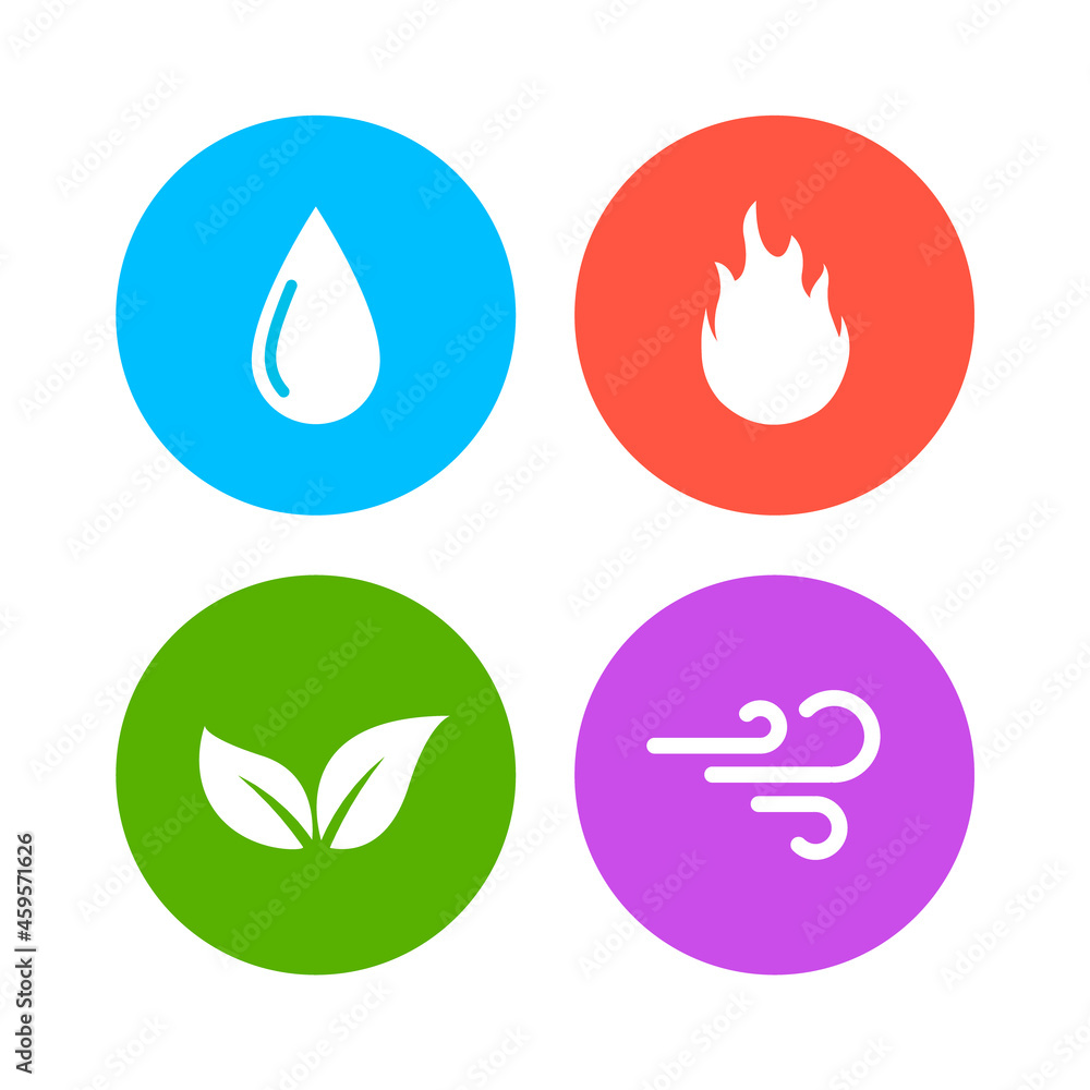 Vector four elements air water fire earth symbol logo. Nature abstract design concept four element Vector four elements air water fire earth symbol logo. Nature abstract design concept four element