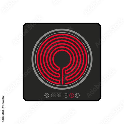 Induction stove cooker electric hob heater. Cooctop ceramic electric induction stove spiral top view