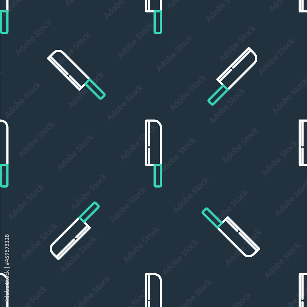 Line Knife icon isolated seamless pattern on black background. Cutlery symbol. Vector Line Knife icon isolated seamless pattern on black background. Cutlery symbol. Vector