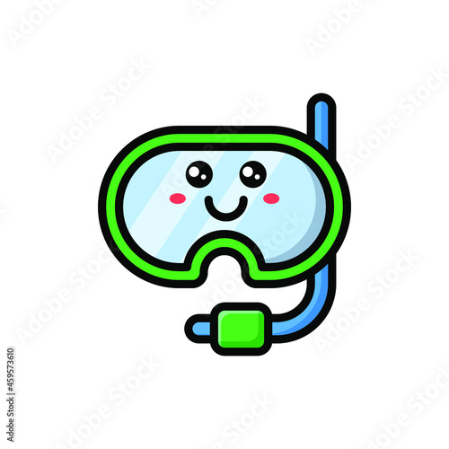 cute snorkeling icon illustration vector graphic