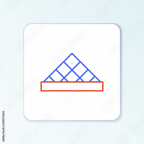 Line Louvre glass pyramid icon isolated on white background. Louvre museum. Colorful outline concept. Vector
