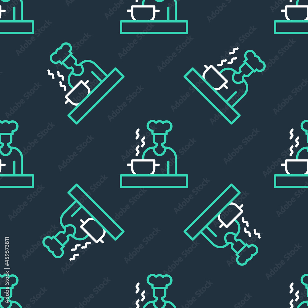 Line Spanish cook icon isolated seamless pattern on black background. Vector Line Spanish cook icon isolated seamless pattern on black background. Vector