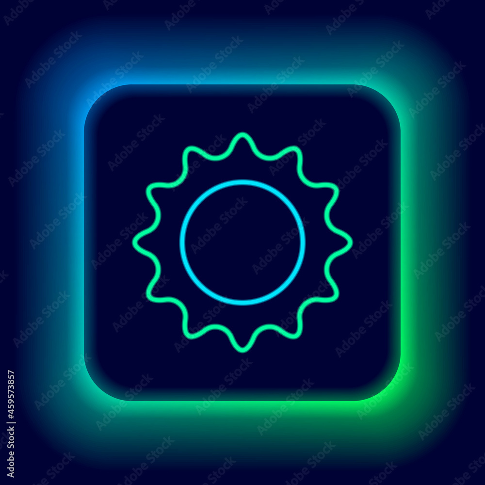 Glowing neon line Sun icon isolated on black background. Summer symbol. Good sunny day. Colorful outline concept. Vector Glowing neon line Sun icon isolated on black background. Summer symbol. Good sunny day. Colorful outline concept. Vector