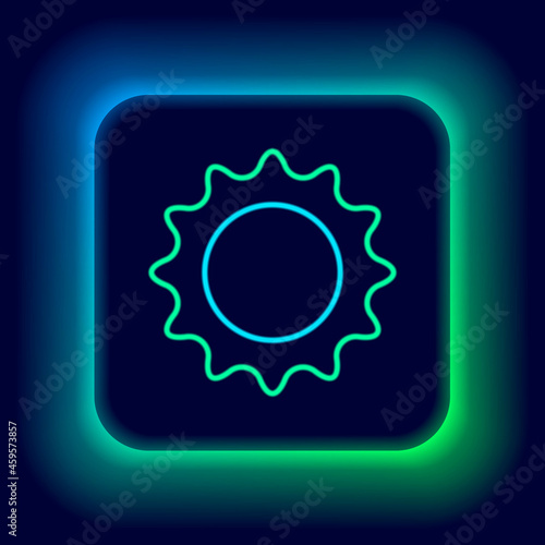 Glowing neon line Sun icon isolated on black background. Summer symbol. Good sunny day. Colorful outline concept. Vector