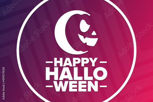 Happy Halloween. Holiday concept. Template for background, banner, card, poster with text inscription. Vector EPS10 illustration.
