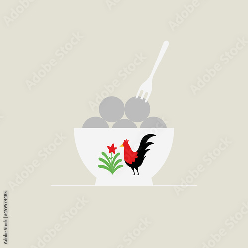 Meatball vector. Bakso vector. Bowl of meatball vector illustration. Bakso flat illustration design