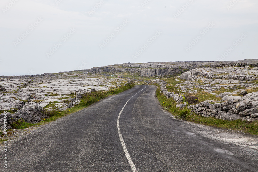 Rock field with road in Ireland Rock field with road in Ireland