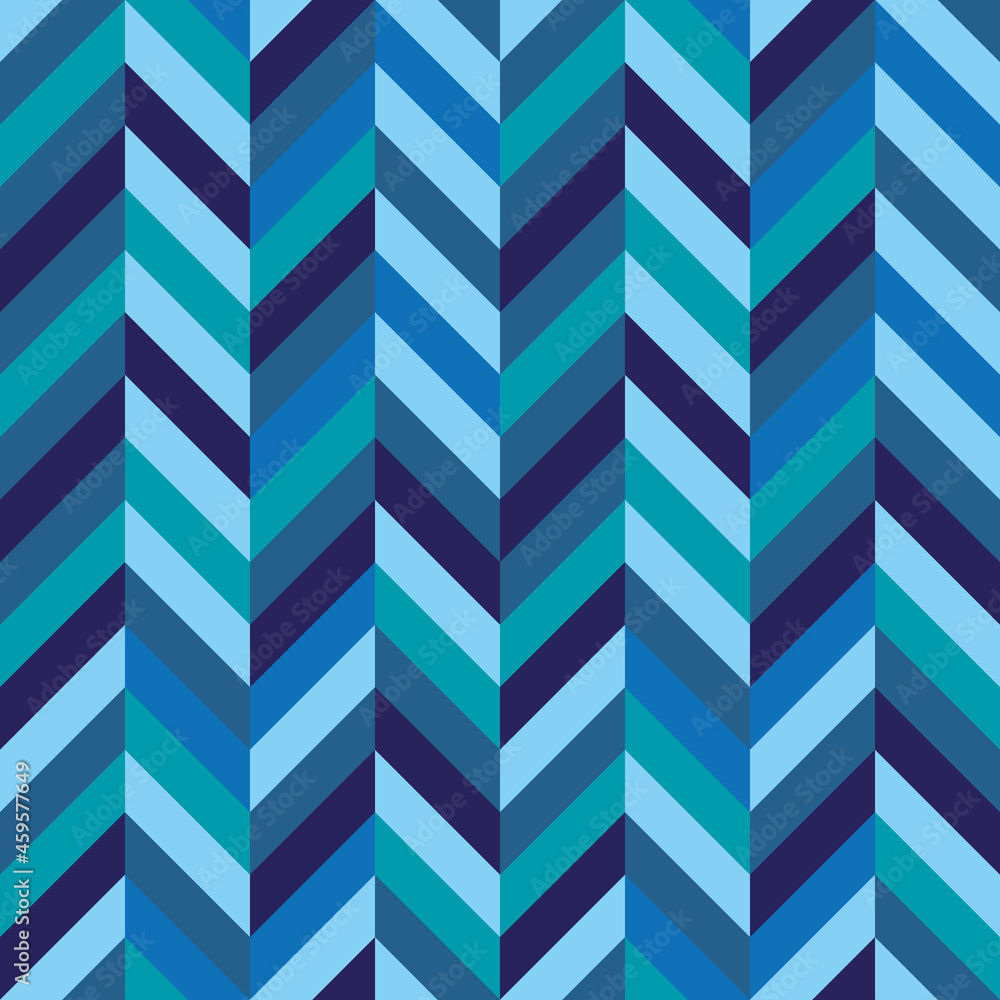 Seamless blue herringbone chevron zig zag pattern background