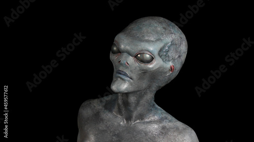 Blue Grey Alien staring from darkness #10