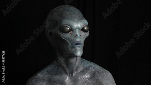 Blue Grey Alien staring from darkness #7