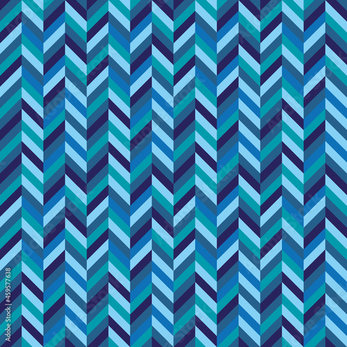 Seamless blue herringbone chevron zig zag pattern background