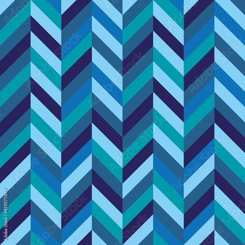 Seamless blue herringbone chevron zig zag pattern background