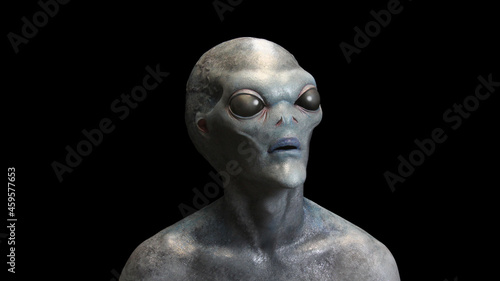 Εκτύπωση καμβά Blue Grey Alien staring from darkness #3