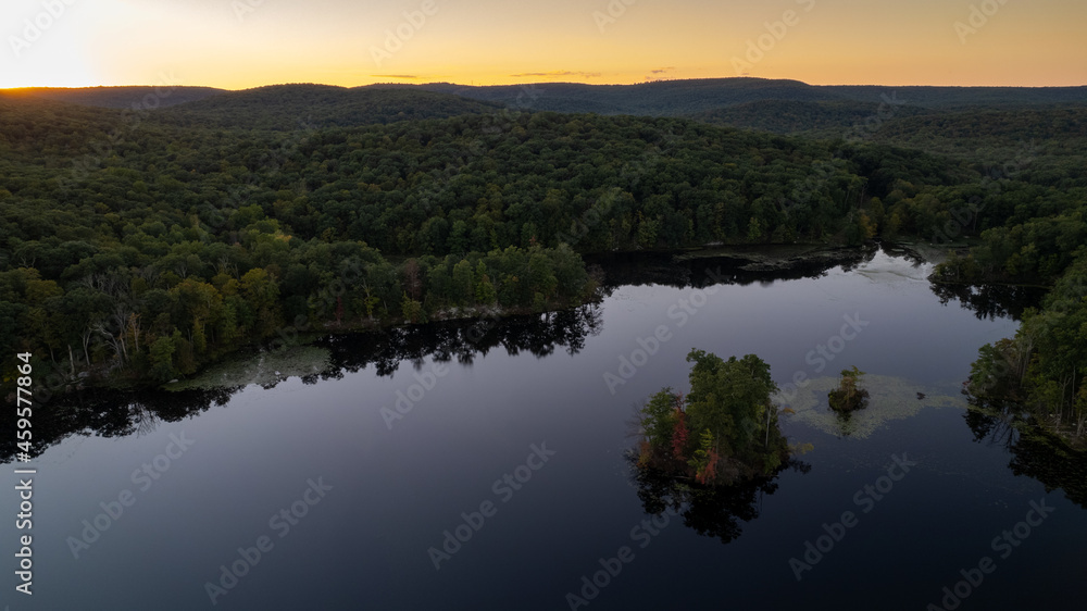 Sunset over the lake in upstate New York