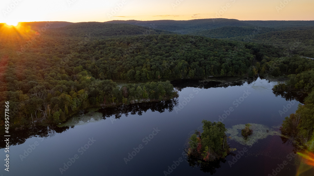 Sunset over the lake in upstate New York