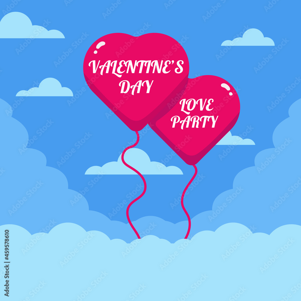 Blue background happy valentine's day poster illustration design
