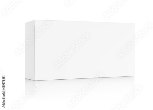 Realistic blank cardboard packaging box mockup. Vector illustration isolated on white background. Can be use for medicine, food, cosmetic and other. Ready for your design. EPS10.	