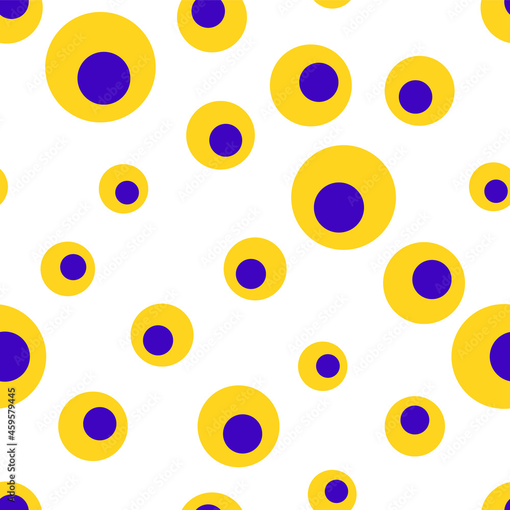 Fototapeta premium Vector illustration of bright psychedelic seamless pattern with multicolored circles of various shapes