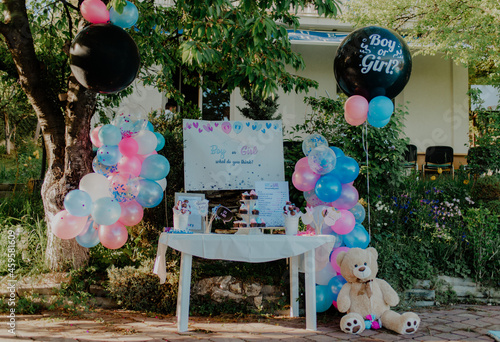 Photography Beautiful blue and pink set-up at a gender reveal party