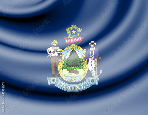 Flag of Maine, USA. 3D illustration.