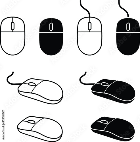 Computer Mouse Clipart Set - Wired and Wireless