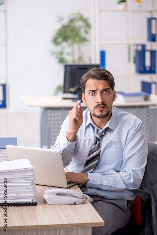 Young businessman employee working in the office Young businessman employee working in the office