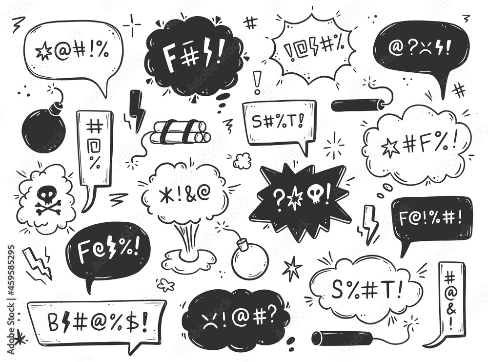 Swear Word Speech Bubble Set Curse Rude Swear Word For Angry Bad swear-word-speech-bubble-set-curse-rude-swear-word-for-angry-bad