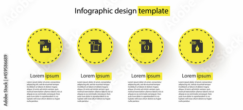 Set MOV file document, JS, CSS and EPS. Business infographic template. Vector