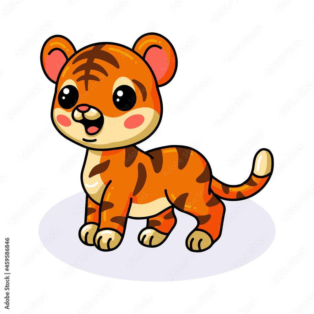 Cute happy baby tiger cartoon