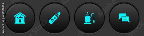 Set No smoking at home, Electronic cigarette, Hookah and icon. Vector